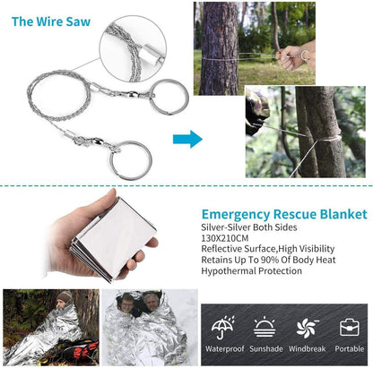 14-in-1 Outdoor Survival Gear Kit | Camping, Hiking & Fire Starting