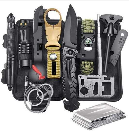 14-in-1 Outdoor Survival Gear Kit | Camping, Hiking & Fire Starting